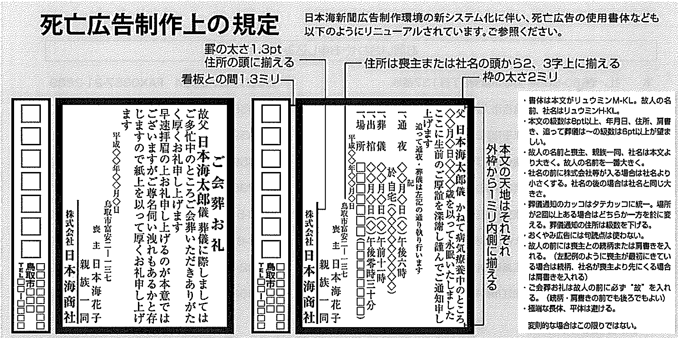 日本海新聞の料金 新聞を調べる お悔み広告 訃報広告 死亡広告の新聞掲載ならおくやみナビ Com